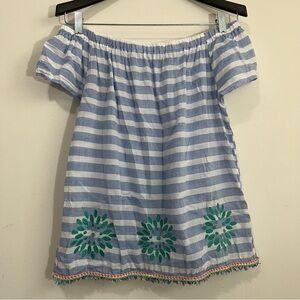 Anthropologie Grand & Greene Womens Cotton Striped Embroidered Size S Tasseled